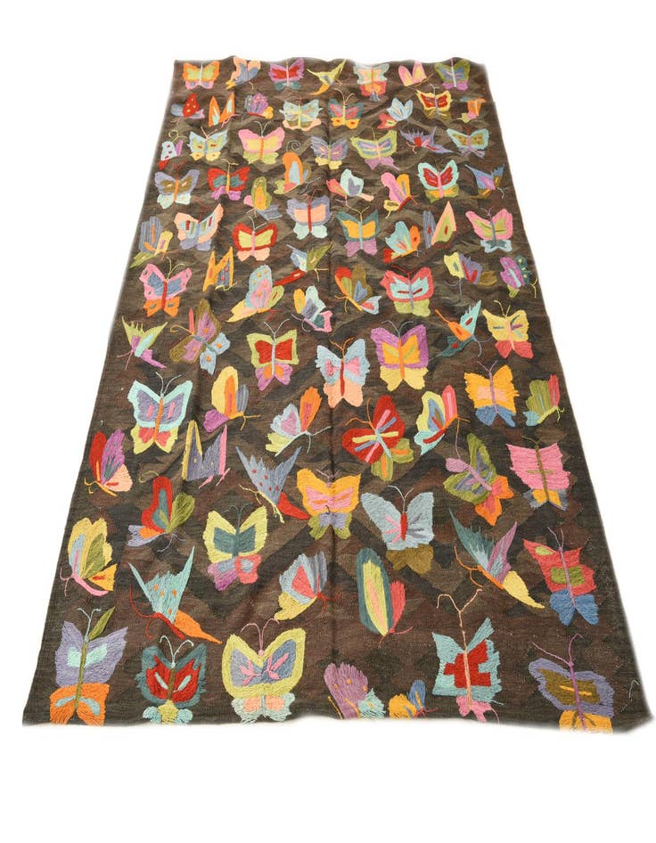 Detail image of  5' 3 x 7' 4  Hand Woven Kilim Suzani Wool Rug