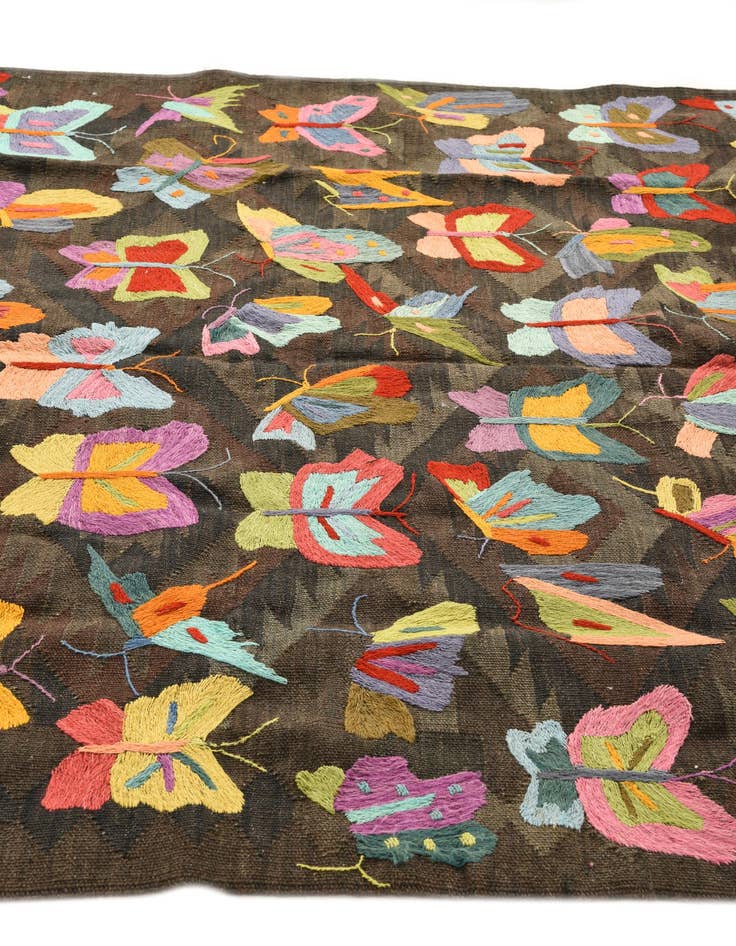 Detail image of  5' 3 x 7' 4  Hand Woven Kilim Suzani Wool Rug