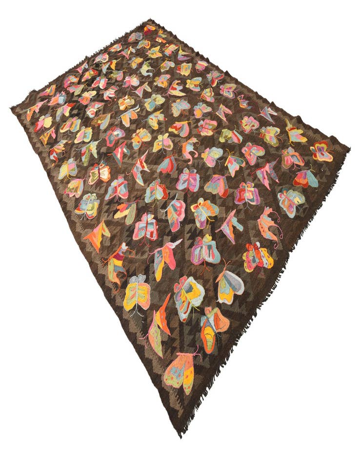 Detail image of  6' 2 x 9' 4  Hand Woven Kilim Suzani Wool Rug