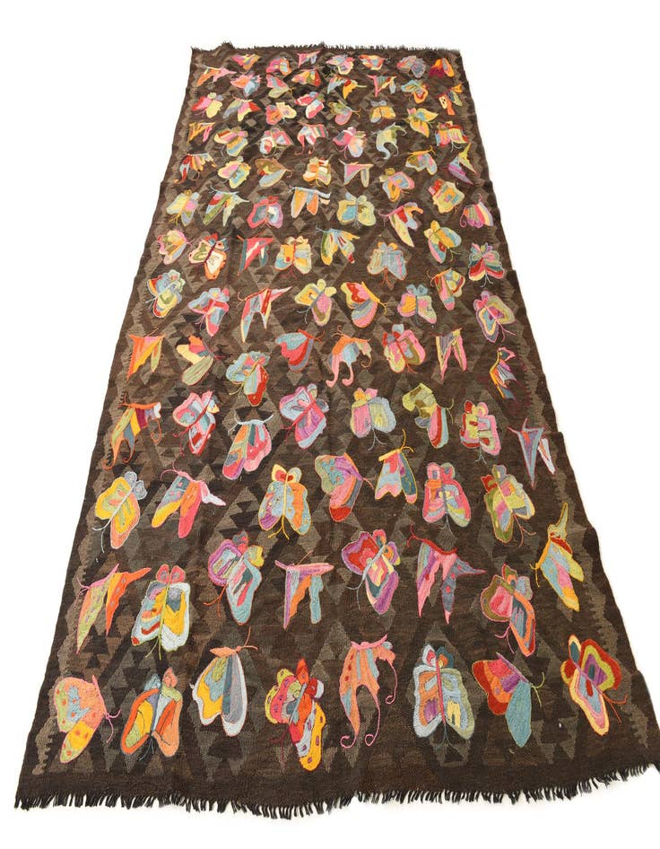 Detail image of  6' 2 x 9' 4  Hand Woven Kilim Suzani Wool Rug