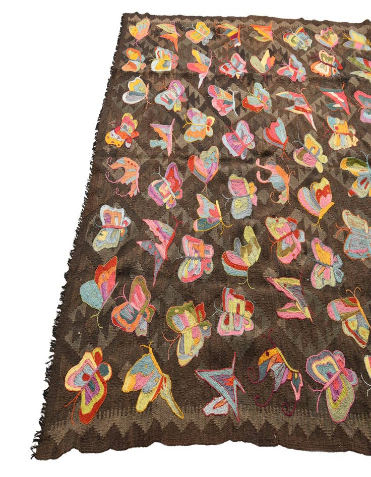 Detail image of  6' 2 x 9' 4  Hand Woven Kilim Suzani Wool Rug