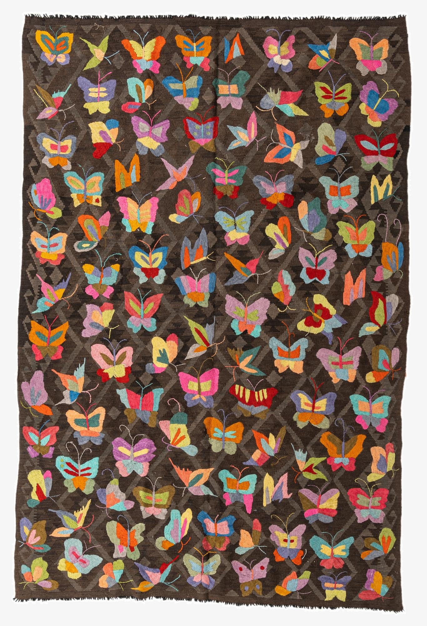  6' 6 x 9' 8  Hand Woven Kilim Suzani Wool Rug