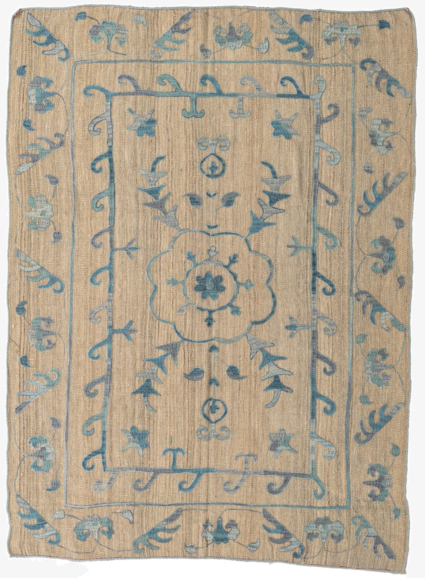  5' 8 x 7' 8  Hand Woven Kilim Suzani Wool Rug