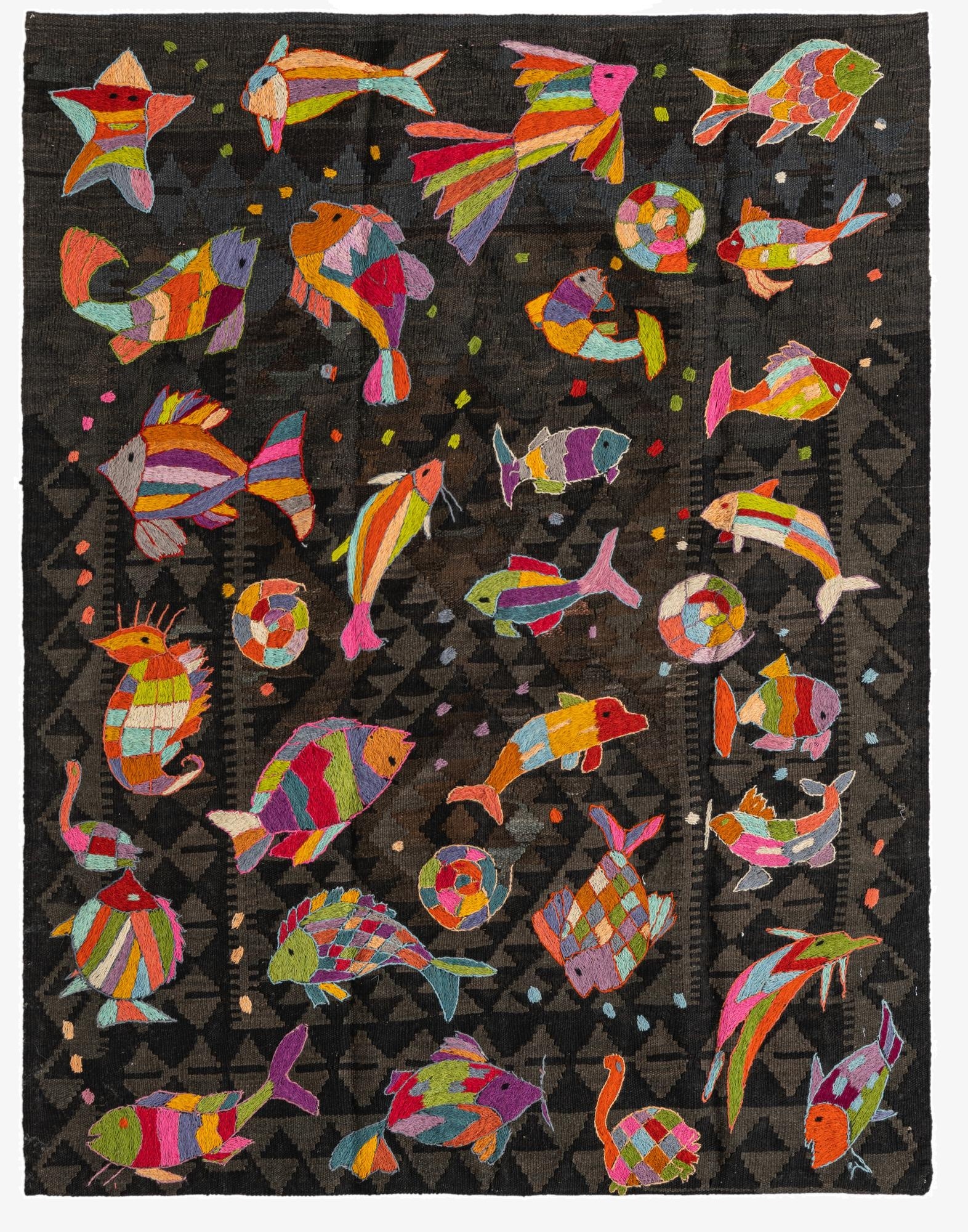  4' 2 x 5' 3  Hand Woven Kilim Suzani Wool Rug