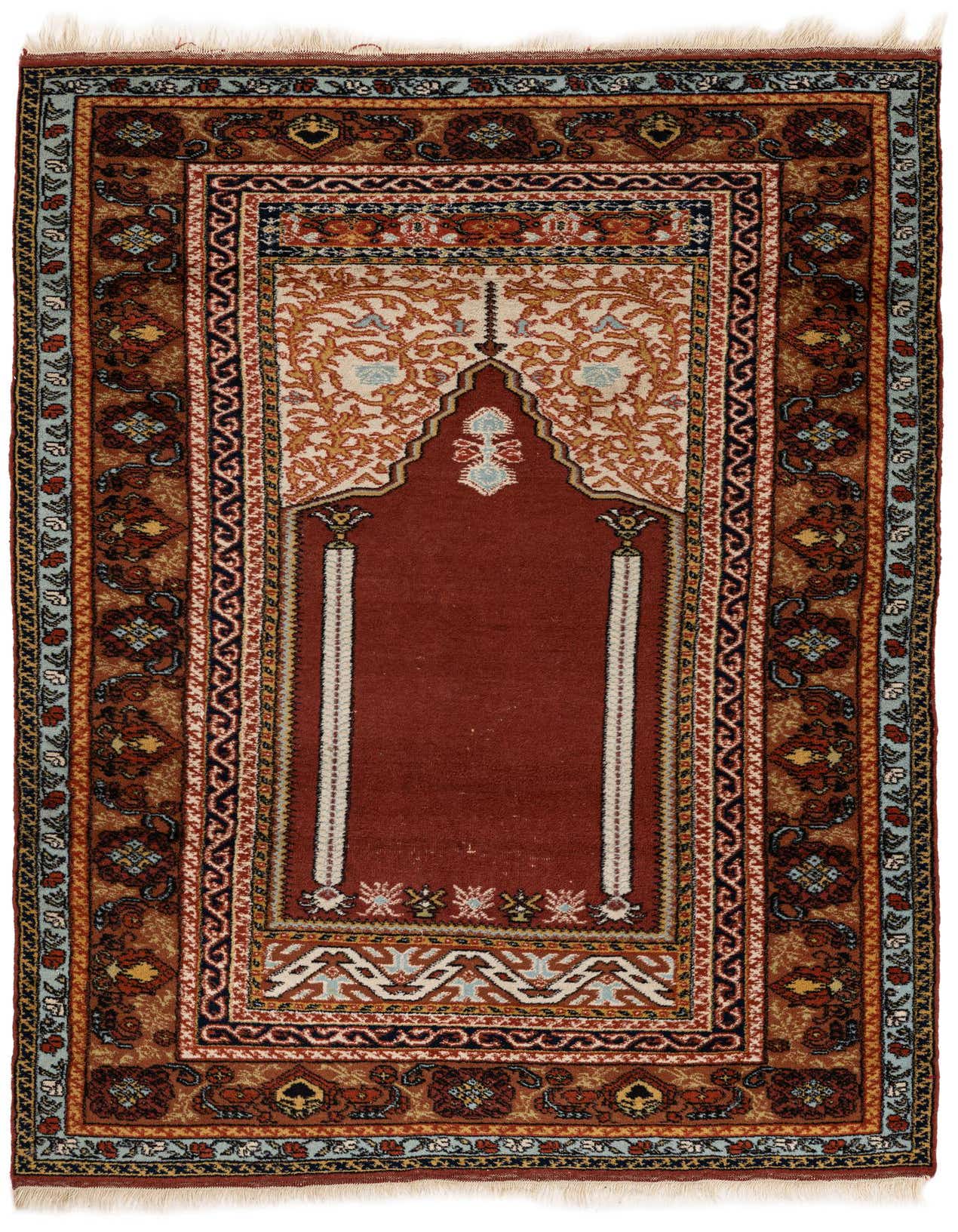 A 4x6 rectangular Lahour rug featuring a traditional Oriental pattern in shades of brown, tan, and rust with intricate floral and geometric motifs.