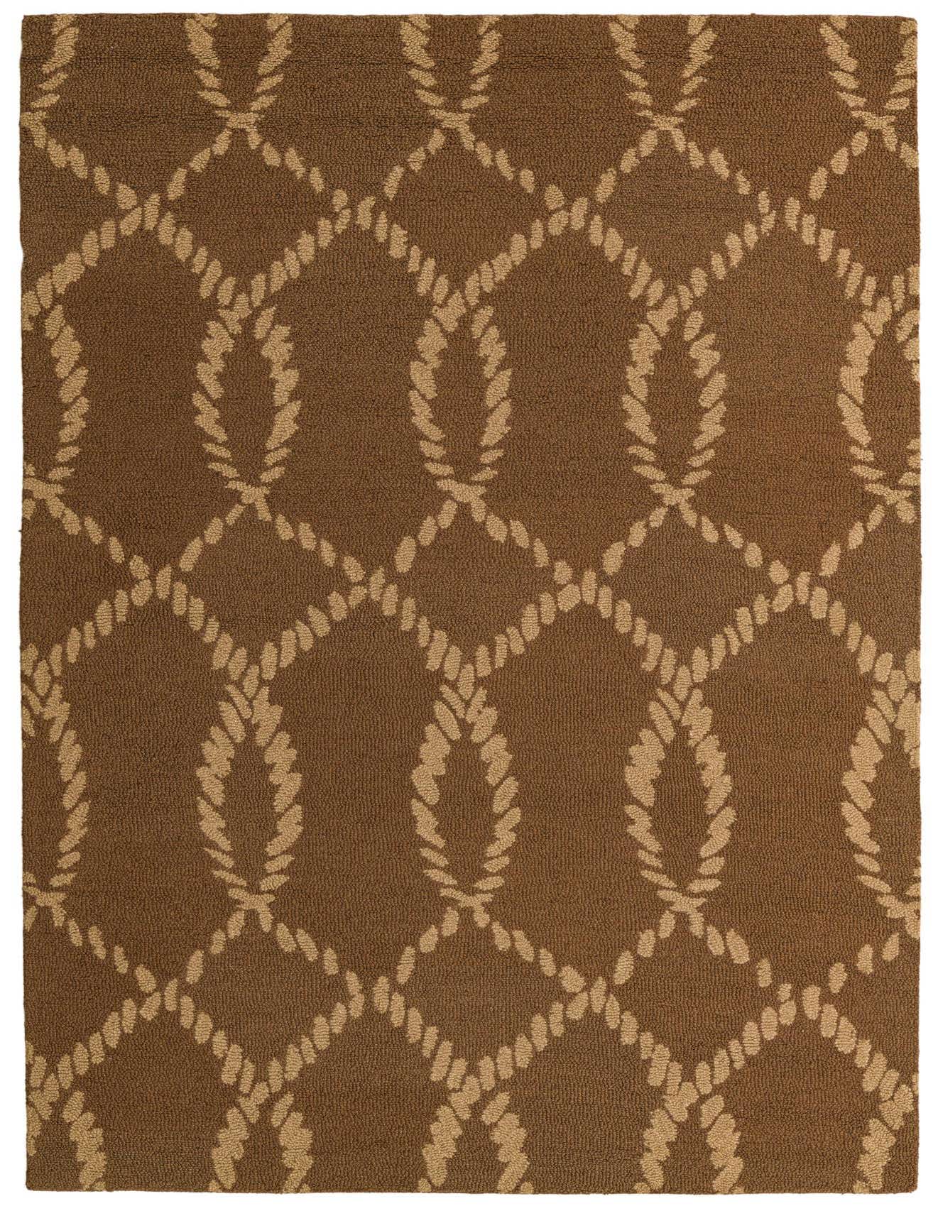 A 5x8 rectangular Luna rug by Rugs.com with a modern abstract pattern in varying shades of brown and tan.