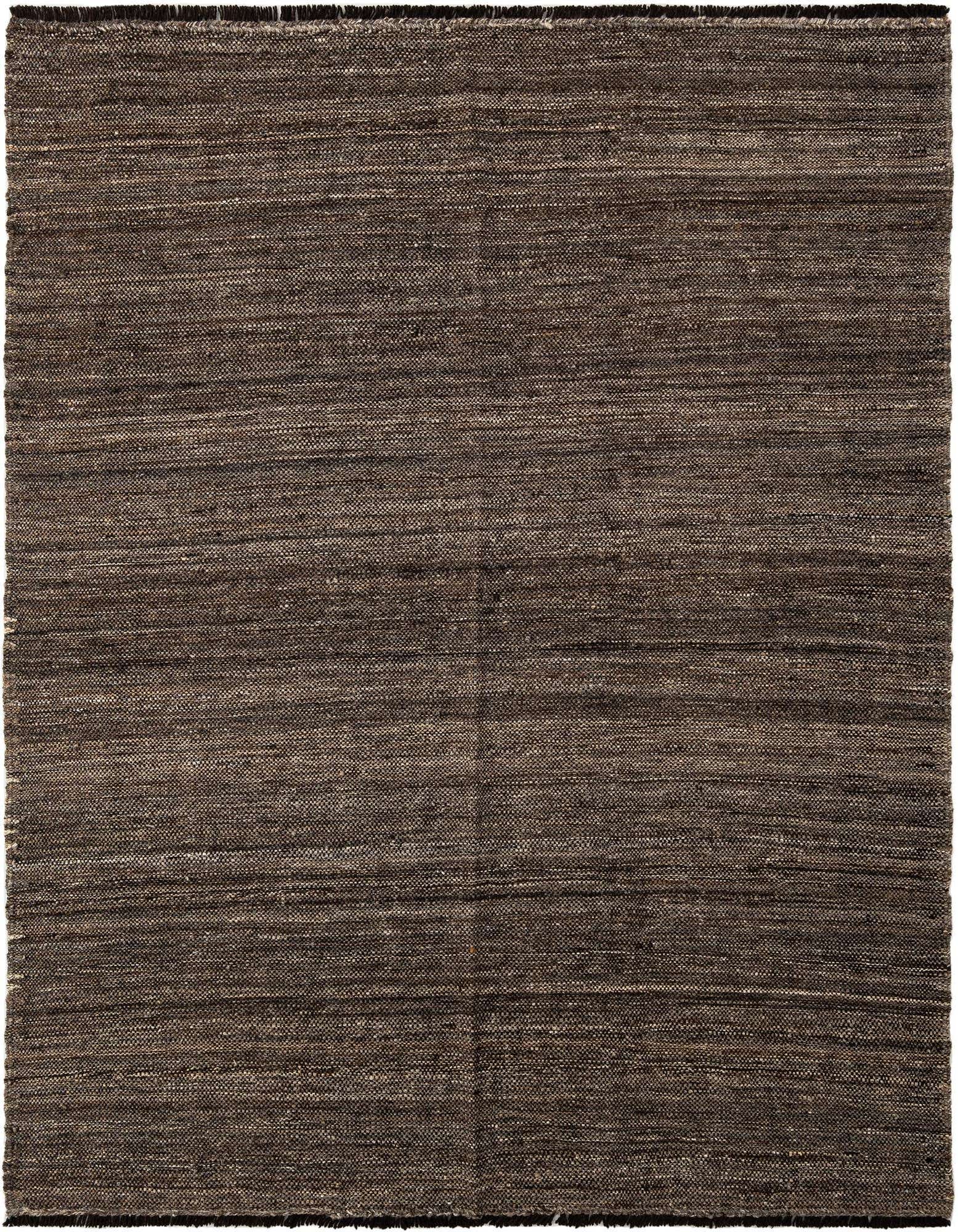 A rectangular handmade Marok Kilim wool rug in varying shades of brown and tan, featuring a flatweave texture.