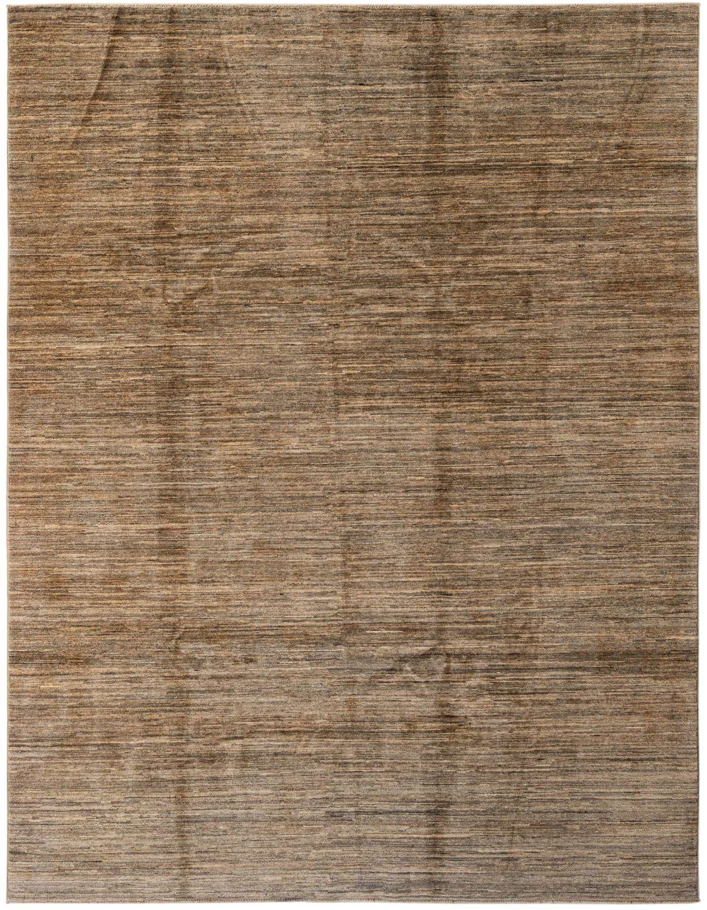 A 6x9 rectangular Modern Ziegler wool rug in varying shades of brown and tan with a subtle striped pattern.