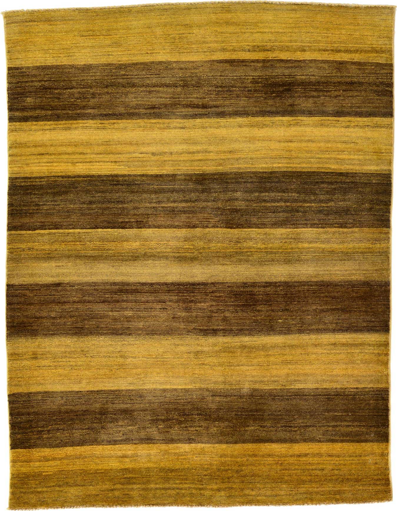 A 4x6 rectangular Rugs.com Modern Ziegler rug featuring horizontal stripes in varying shades of brown and tan.