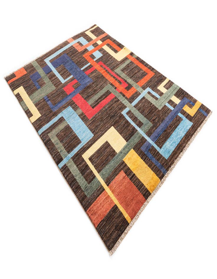 Detail image of  5' 1 x 6' 8  Hand Knotted Modern Ziegler Wool Rug