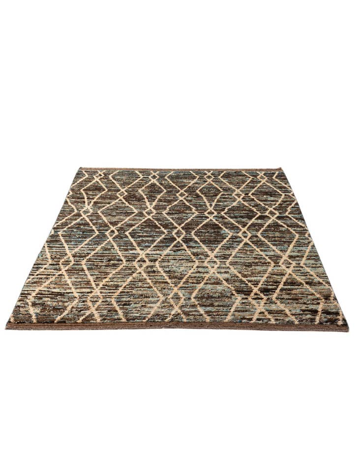 Detail image of  6' 2 x 7' 11  Hand Knotted Moroccan Wool Rug