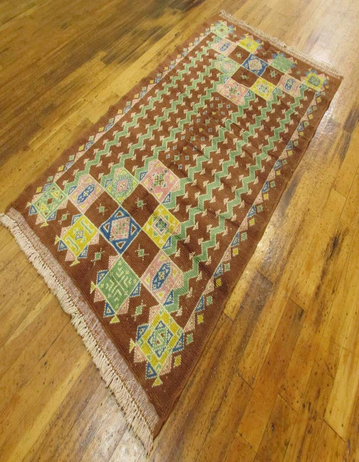 Detail image of  4' 2 x 7' 7  Hand Knotted Moroccan Wool Rug