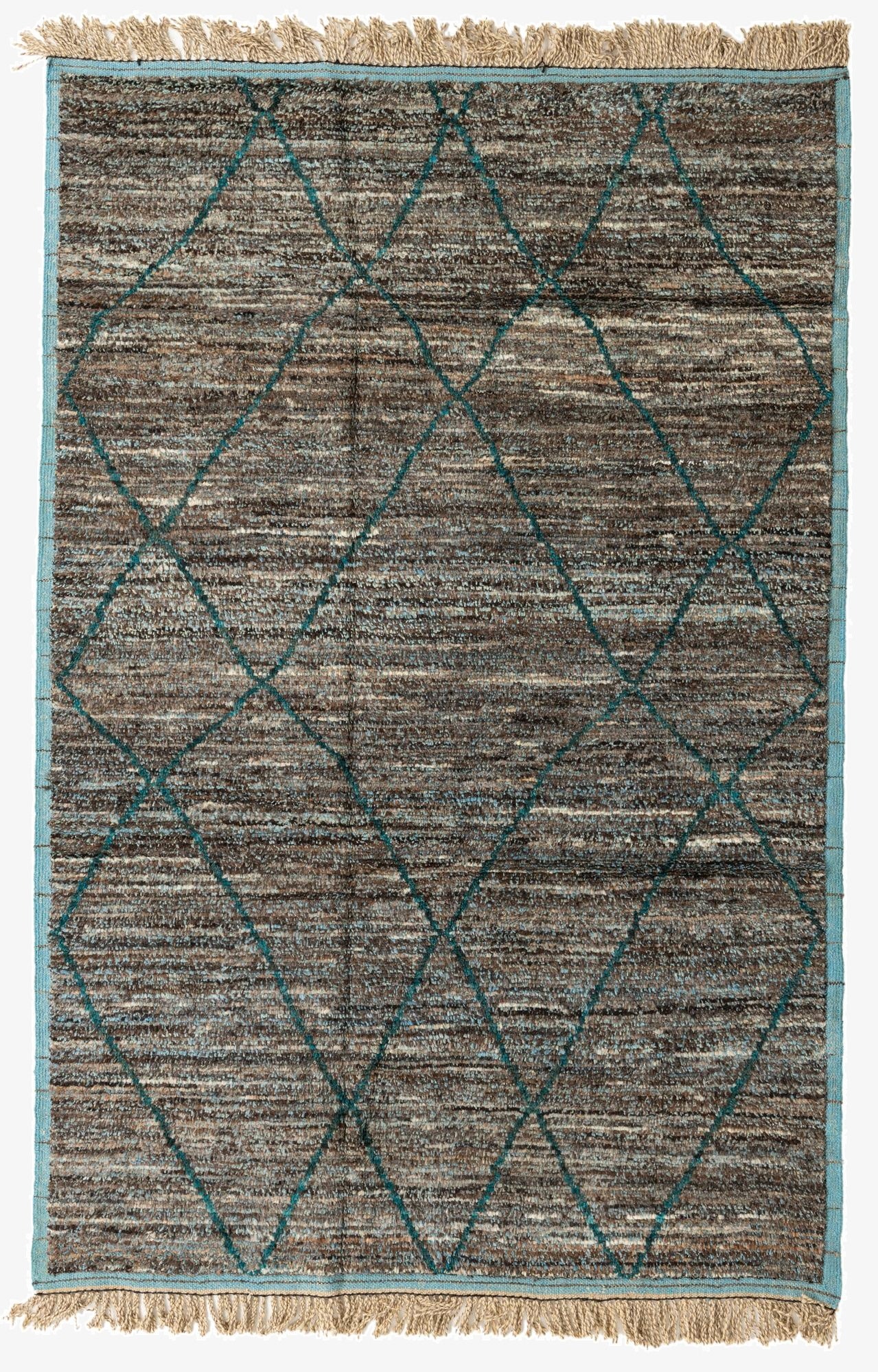  6' 1 x 9' 3  Hand Knotted Moroccan Wool Rug
