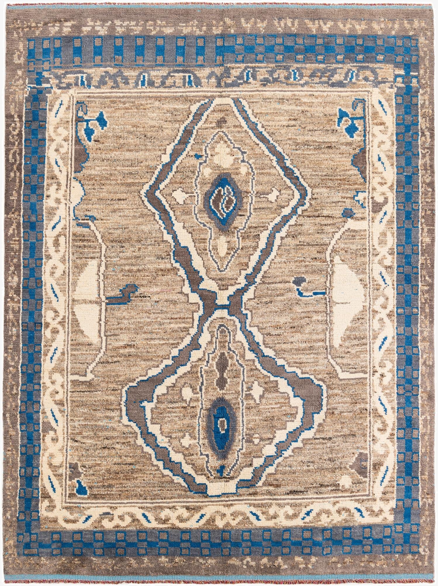  7' 6 x 10' 4  Hand Knotted Moroccan Wool Rug