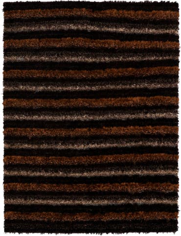  5' 1 x 6' 7  Hand Knotted Multi-Tone Shag Rug