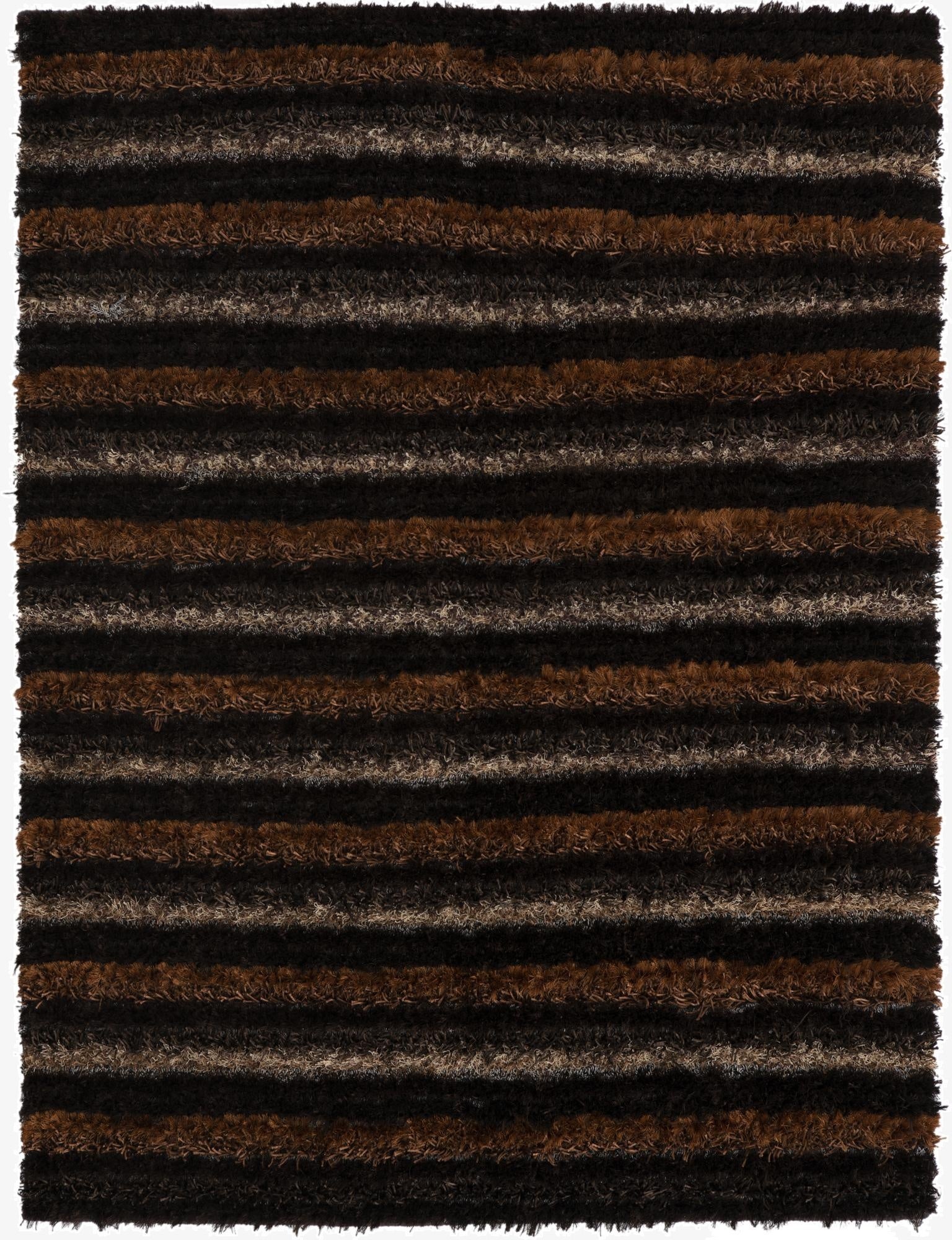  5' 1 x 6' 7  Hand Knotted Multi-Tone Shag Rug