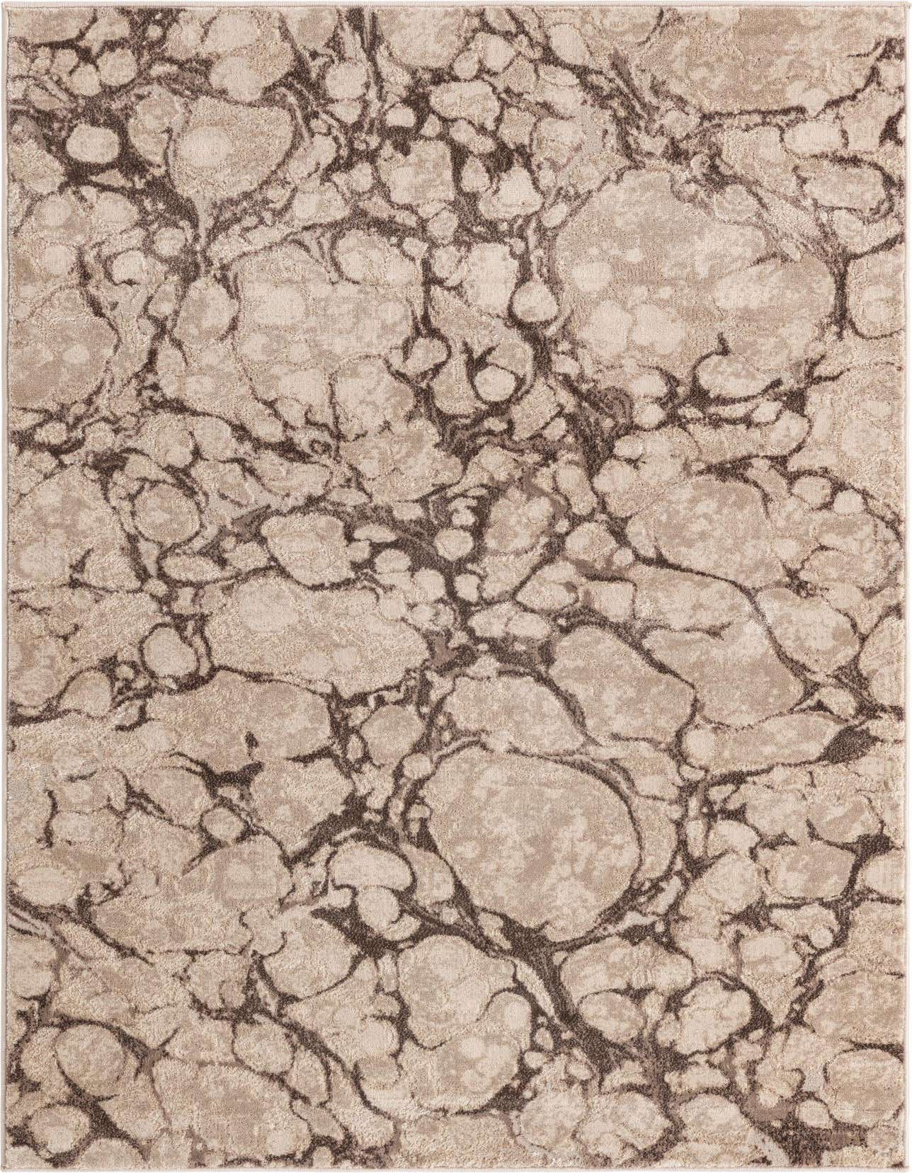 A 4x6 rectangular indoor rug featuring an abstract, textured pattern in varying shades of brown and tan.