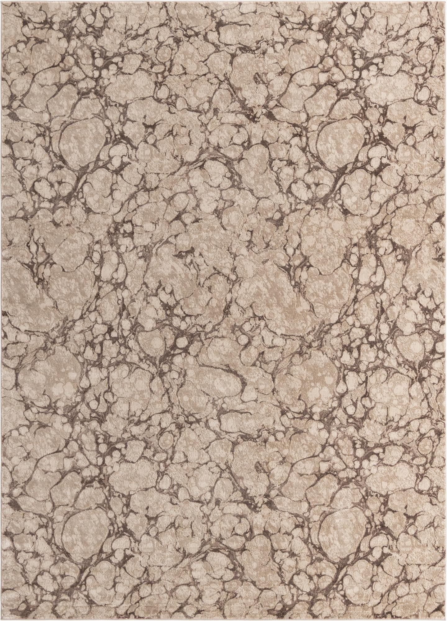 A 9x12 rectangular area rug with an abstract, textured pattern in varying shades of brown and tan.