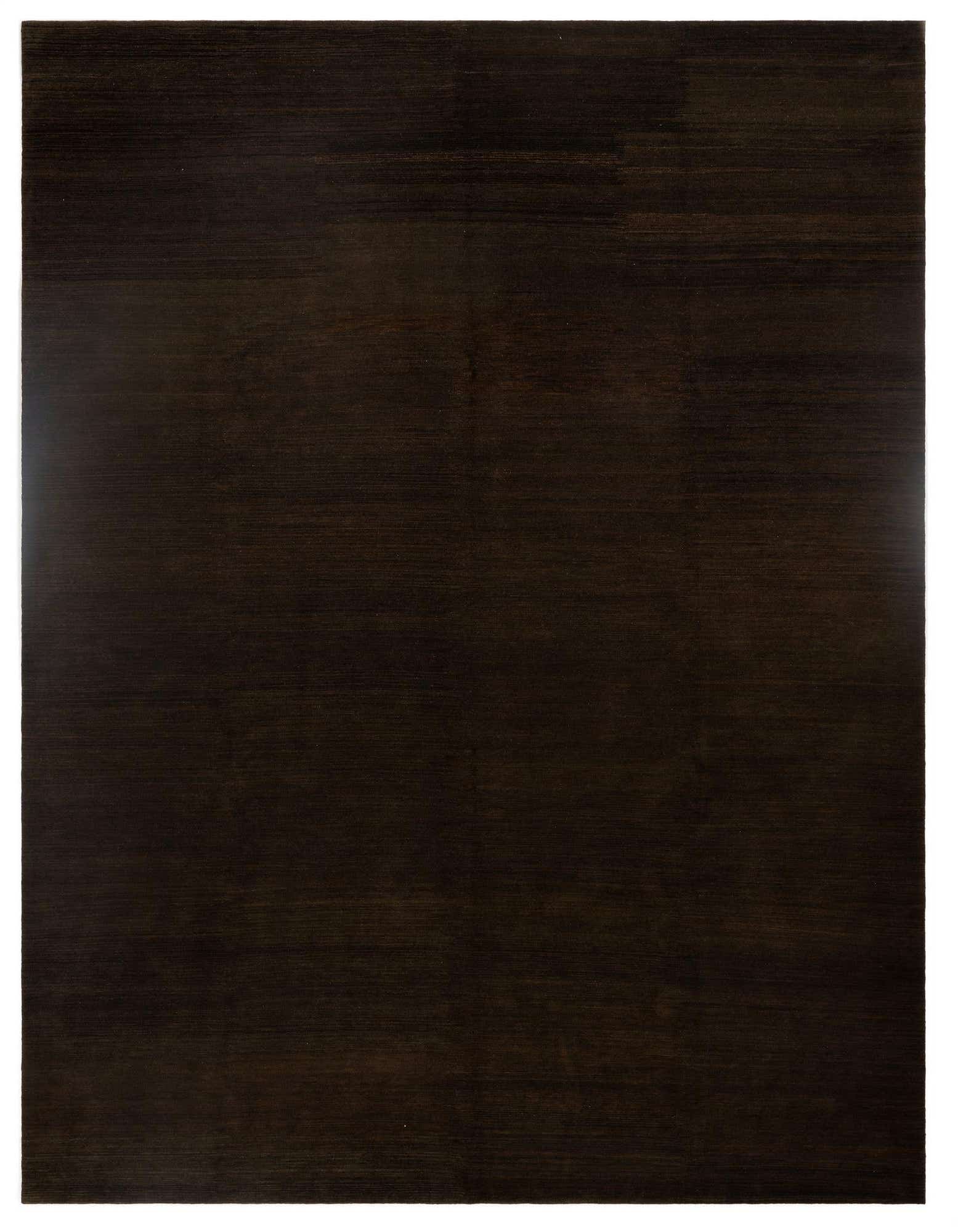A 9x12 rectangular Odegard Collection Persian rug in deep brown wool, featuring subtle variations in tone.