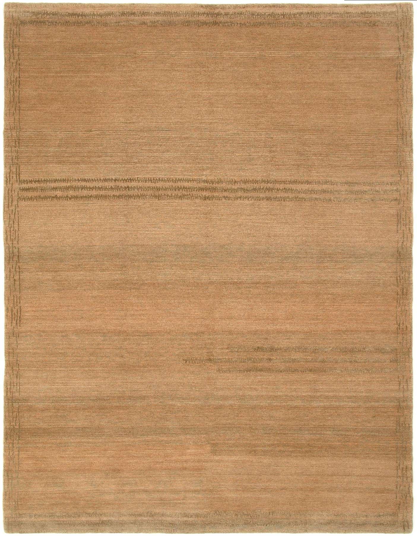 A 6x9 rectangular Odegard Collection rug in varying shades of brown and tan, featuring a subtle modern striped border.