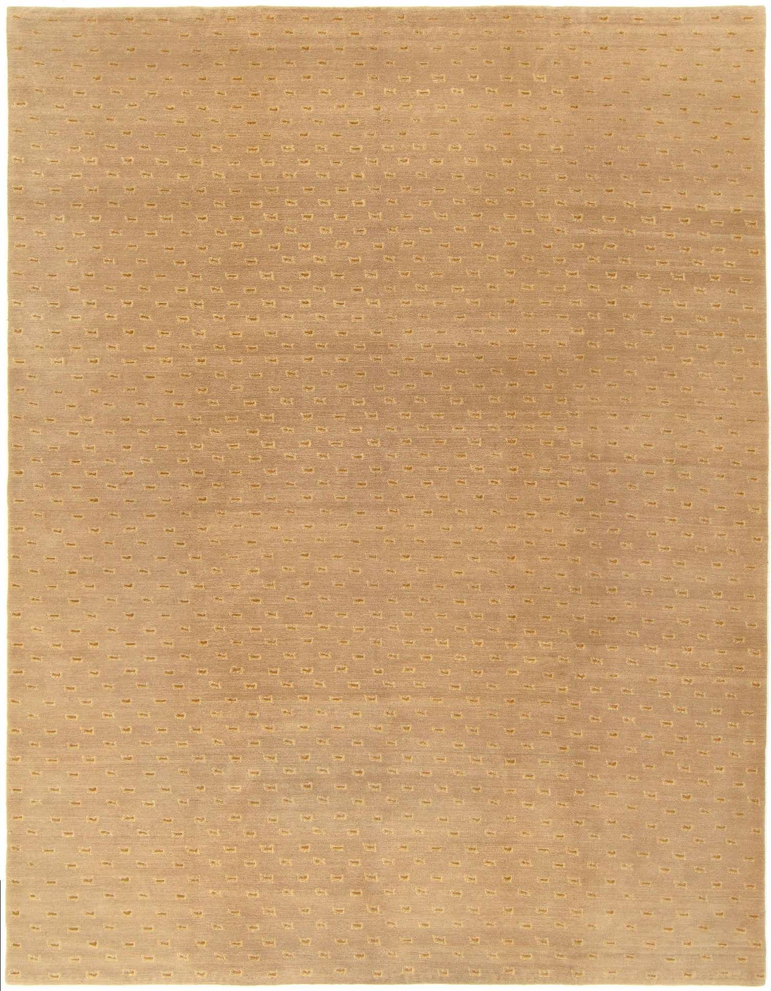 A 9x12 rectangular Odegard Collection wool rug in shades of brown and tan, featuring a subtle Persian pattern of small, repeating squares.