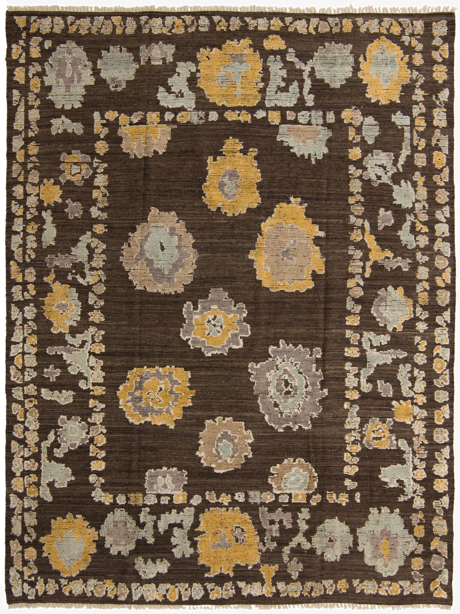  9' 1 x 12'  Hand Knotted Oushak Wool Rug