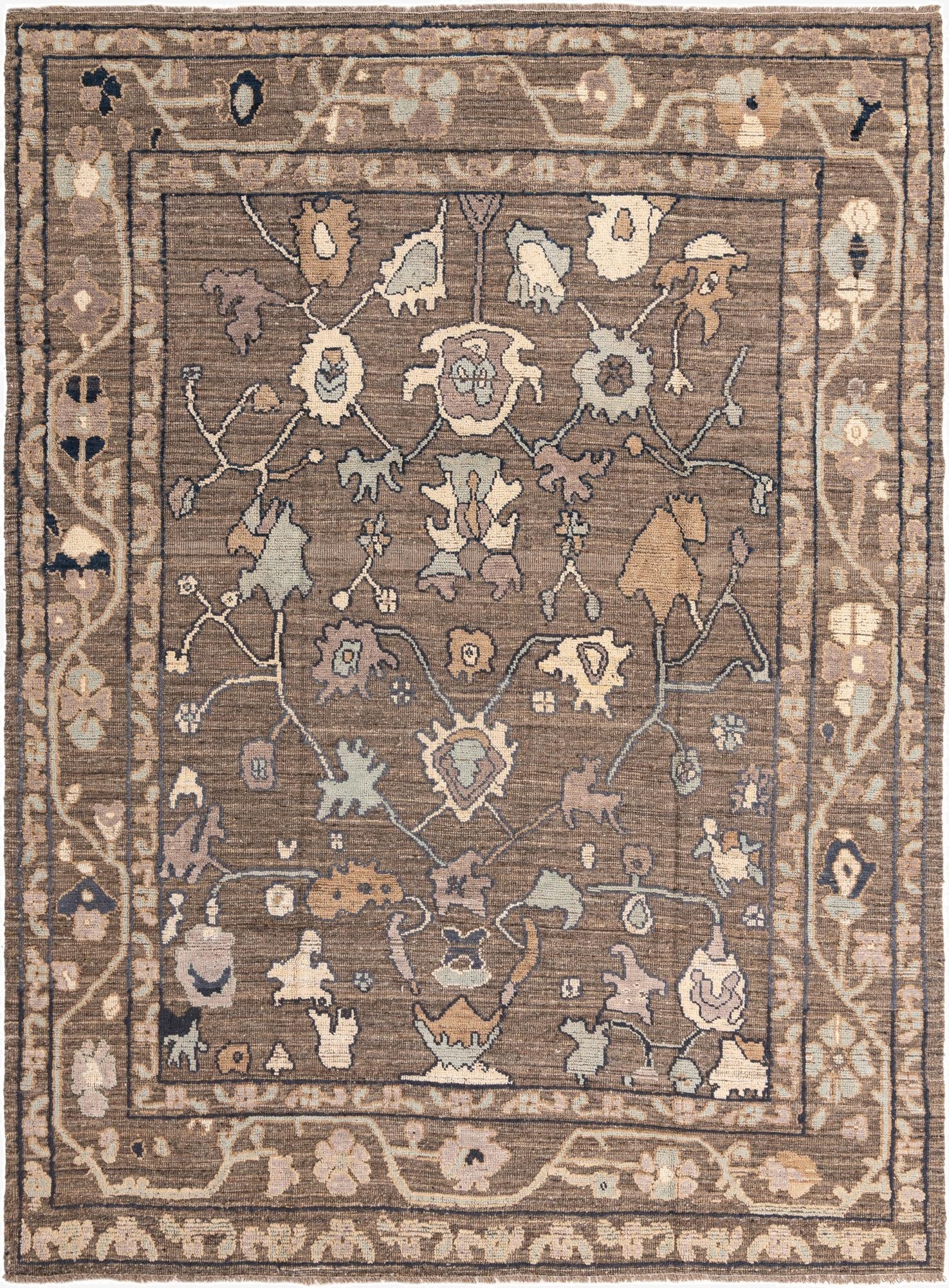  9' x 12' 2  Hand Knotted Oushak Wool Rug