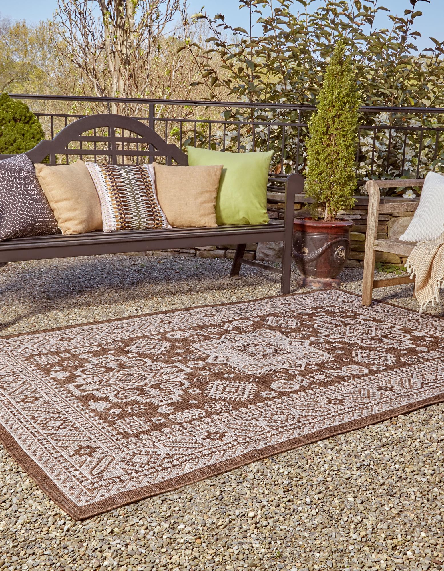 Brown 5' 3 x 7' 10 Aztec Indoor / Outdoor Rug | Rugs.com