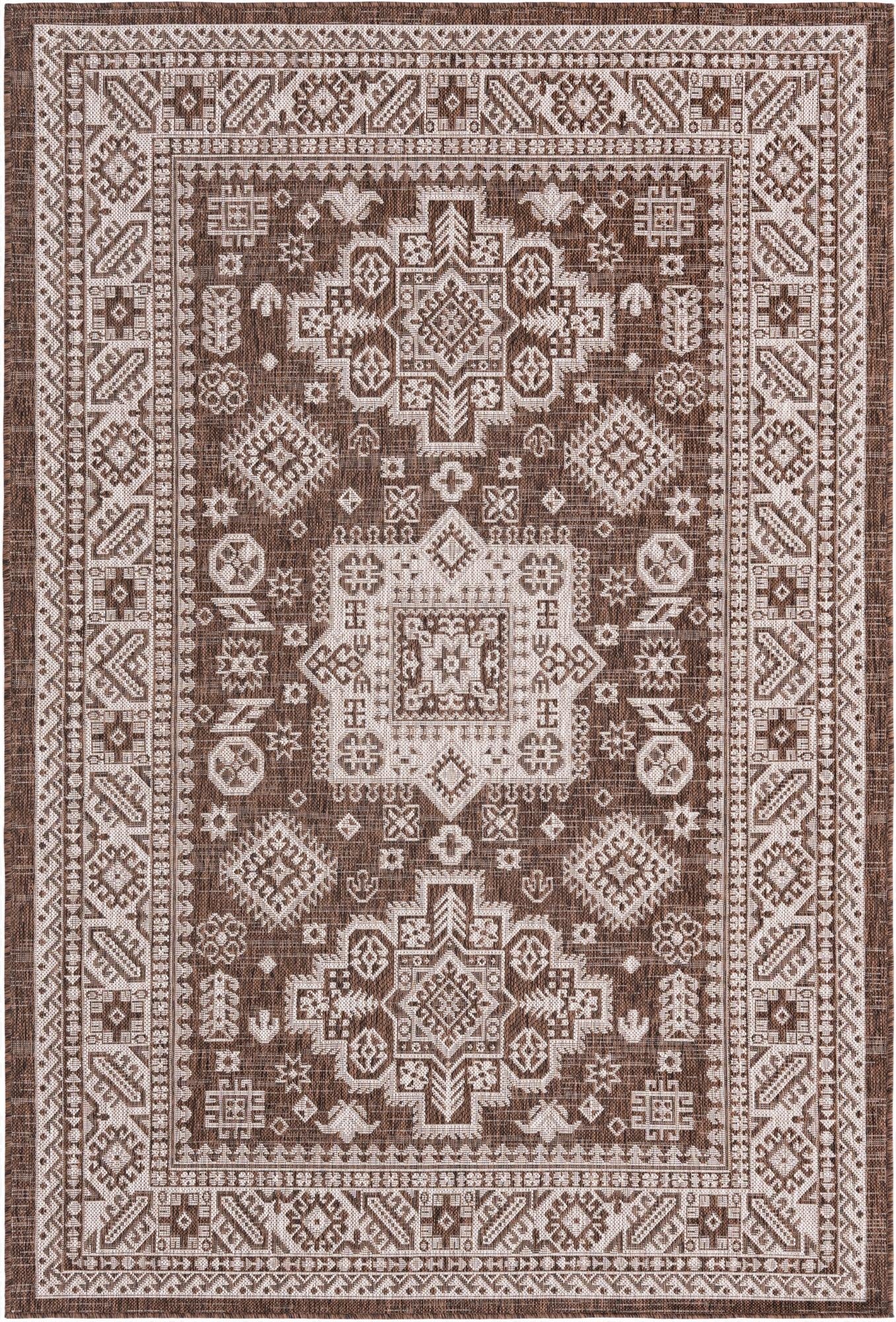  5' 3 x 8'  Washable Aztec Indoor / Outdoor Rug