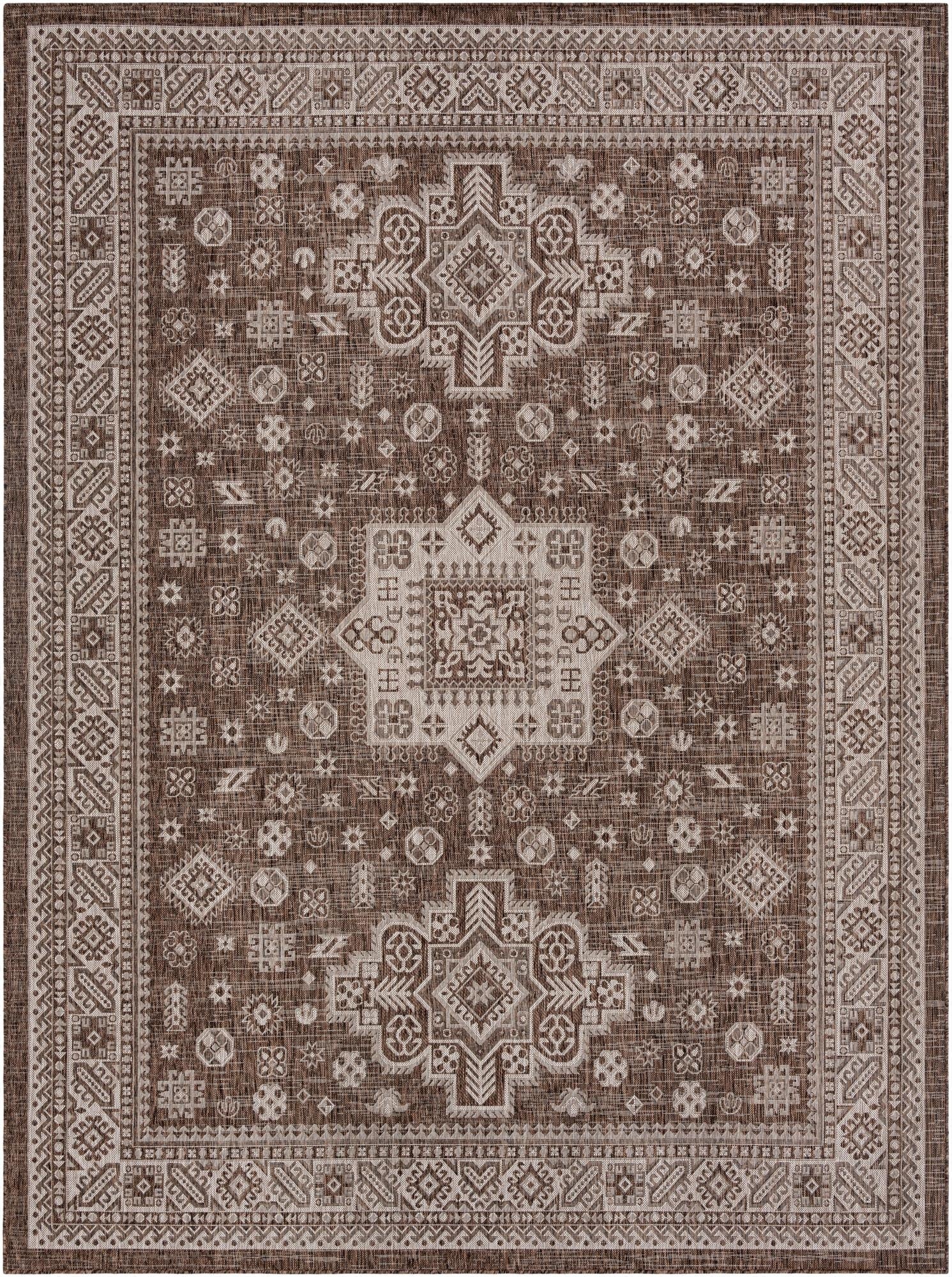  9' x 12'  Washable Aztec Indoor / Outdoor Rug