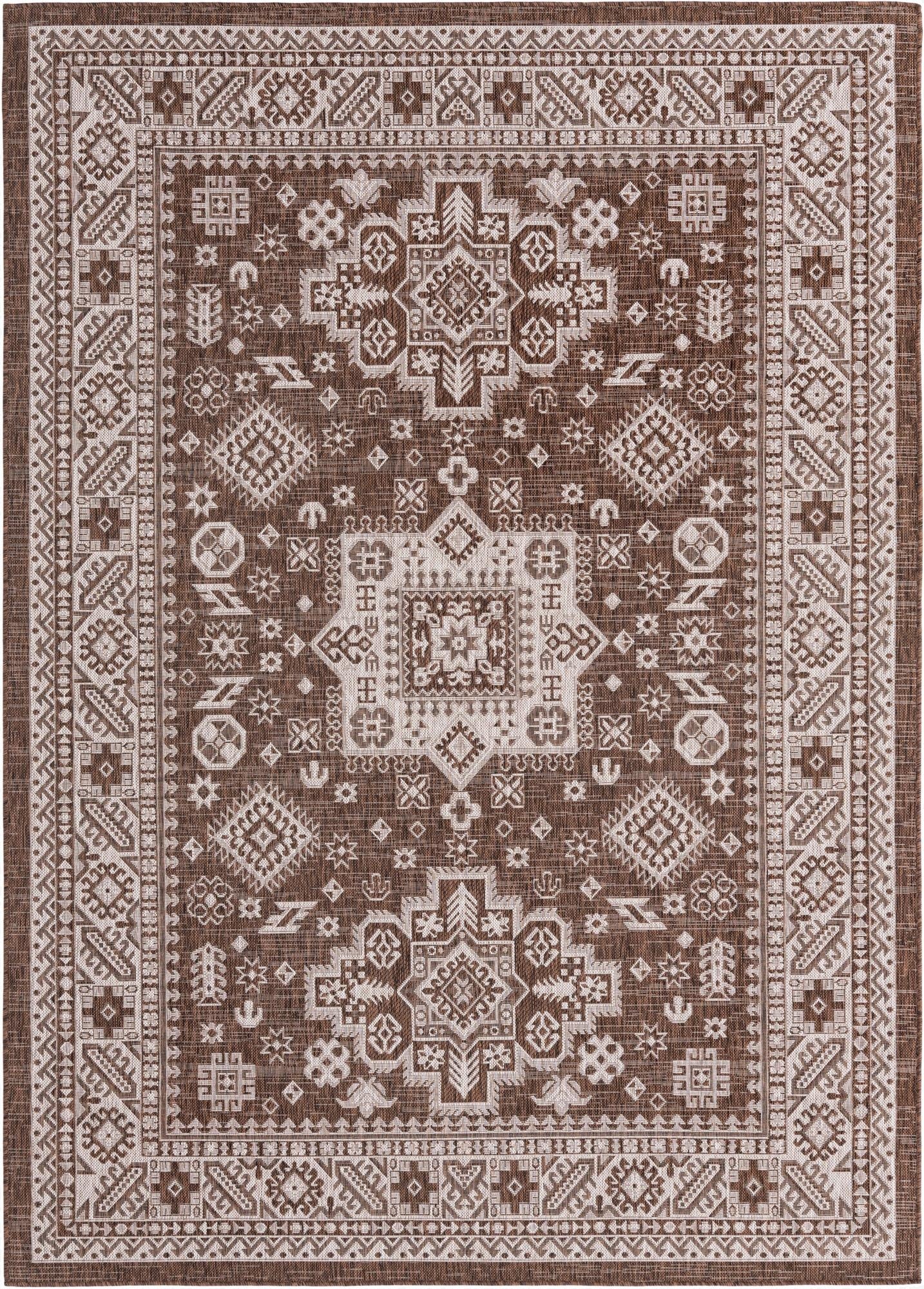  7' x 10'  Washable Aztec Indoor / Outdoor Rug