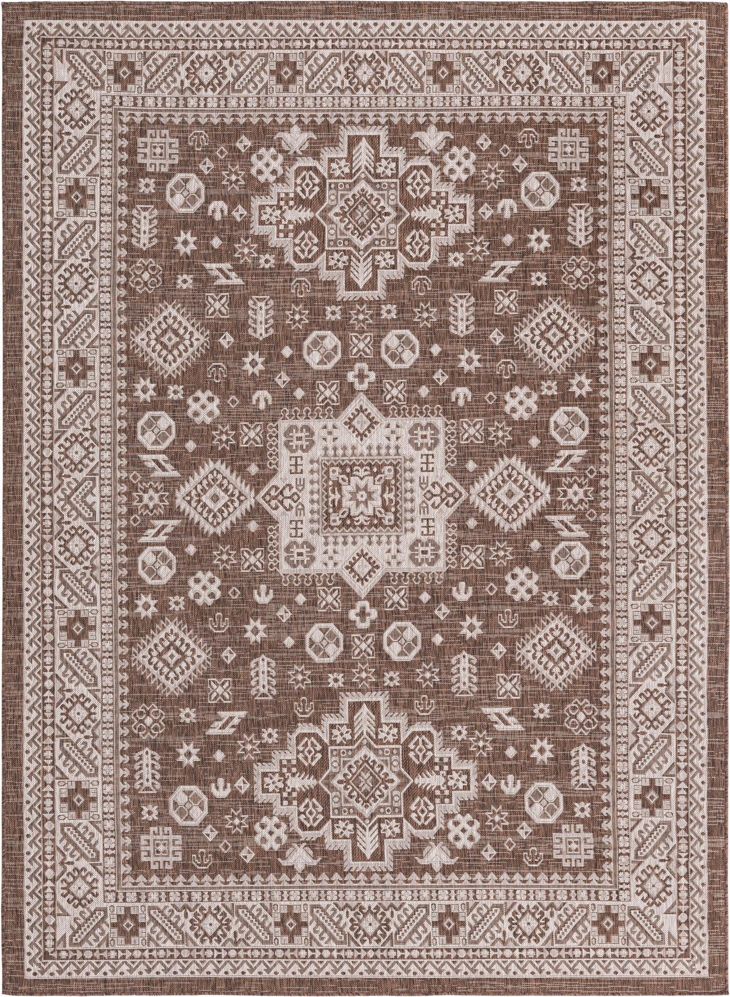  7' 10 x 11'  Washable Aztec Indoor / Outdoor Rug
