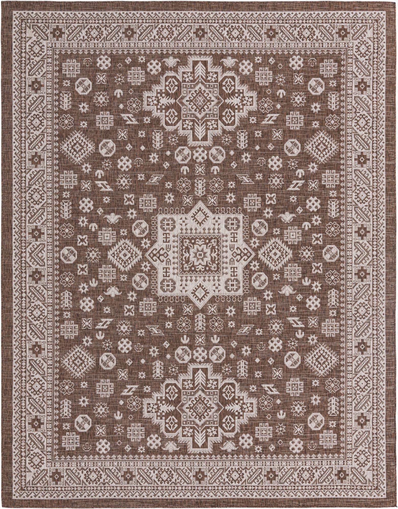  10' x 13'  Washable Aztec Indoor / Outdoor Rug