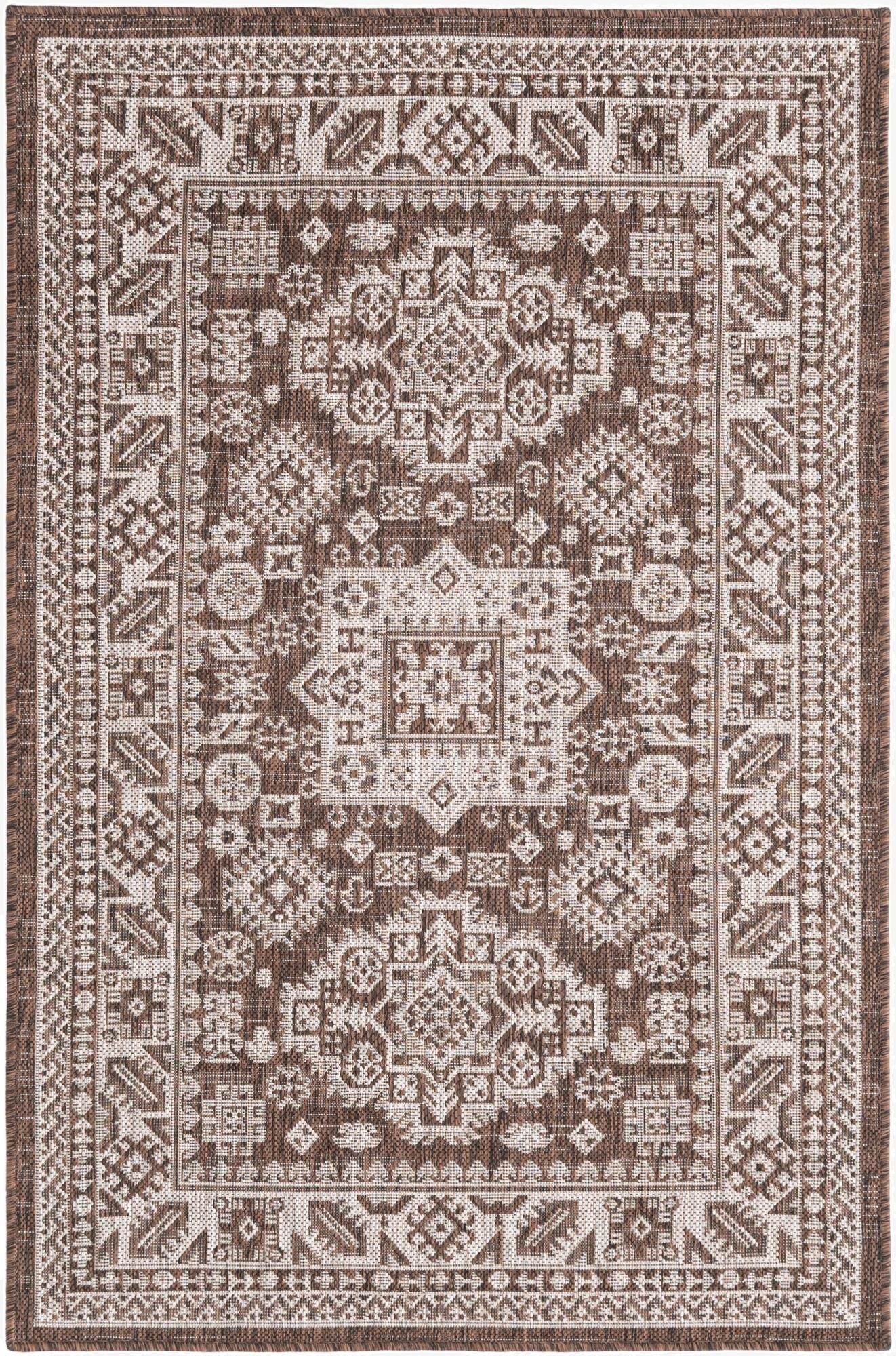  3' x 5' 3  Washable Aztec Indoor / Outdoor Rug