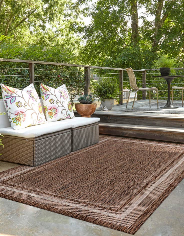 Outdoor Rug Area Rugs With Matching Throw Pillows Brown 7' 10 X 11