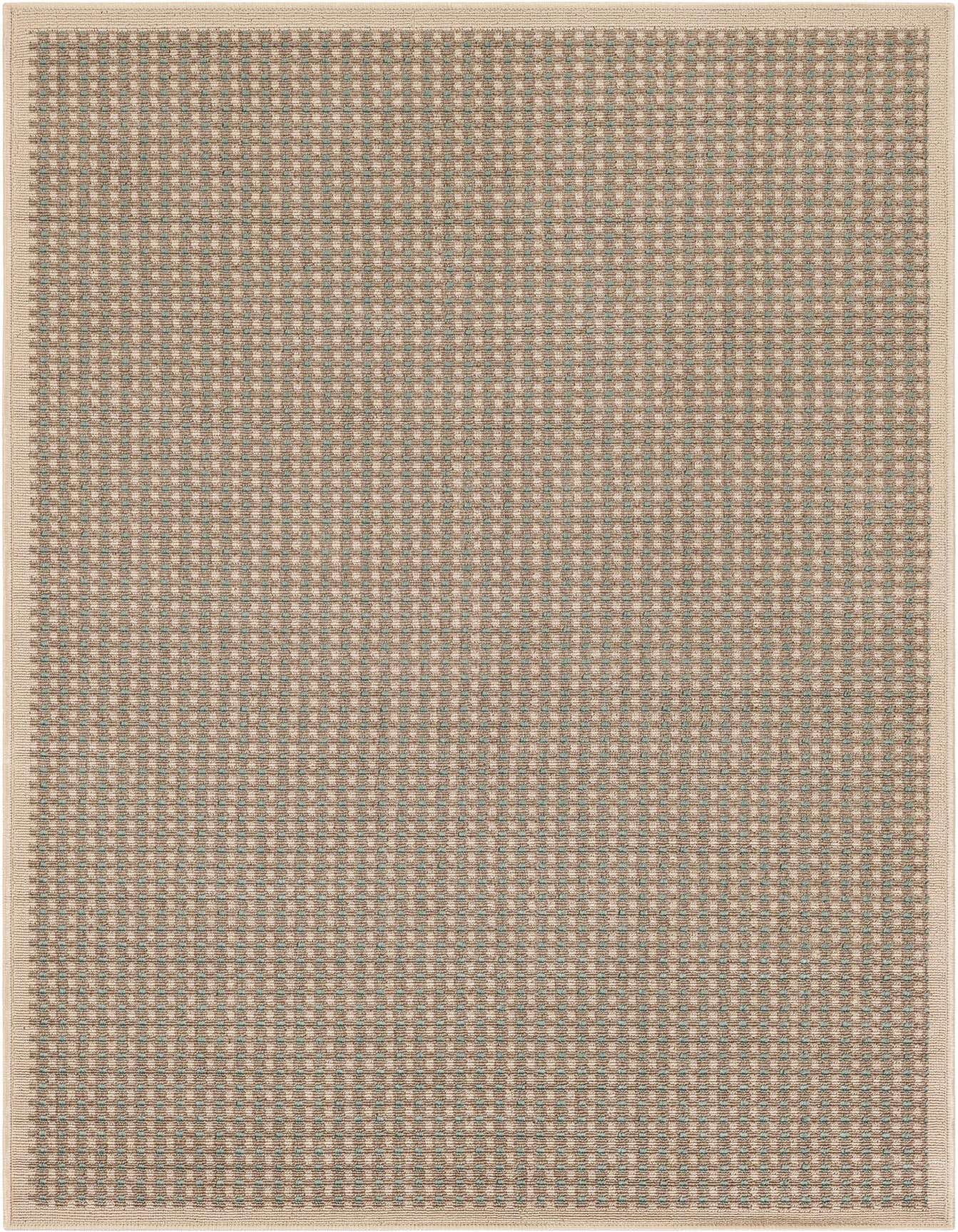A 4x6 rectangular brown and tan modern area rug with a subtle textured grid pattern and a thin border.