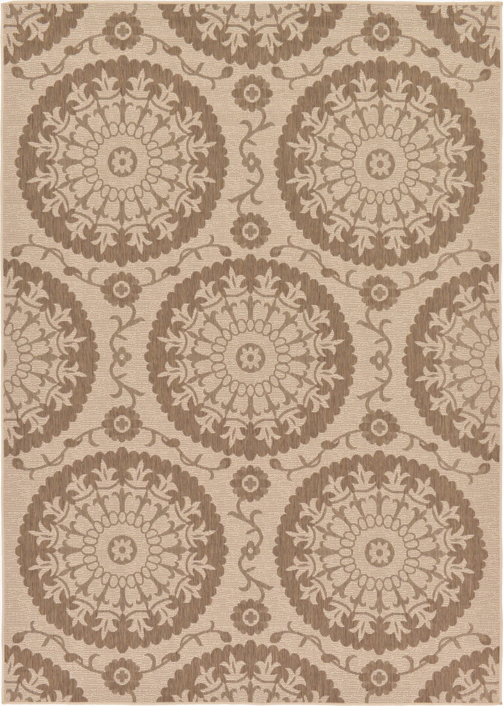  7' x 10'  Washable Botanical Indoor / Outdoor Rug
