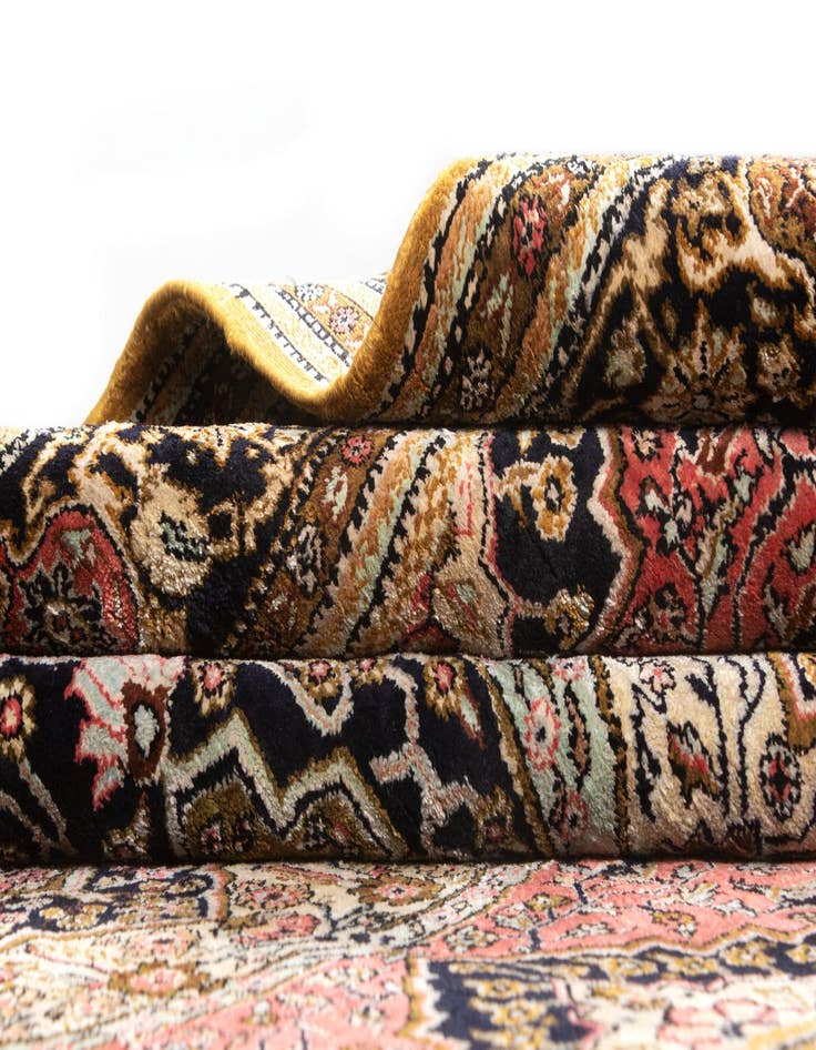 Detail image of  3' 6 x 5' 10  Hand Knotted Qom Silk Persian Rug