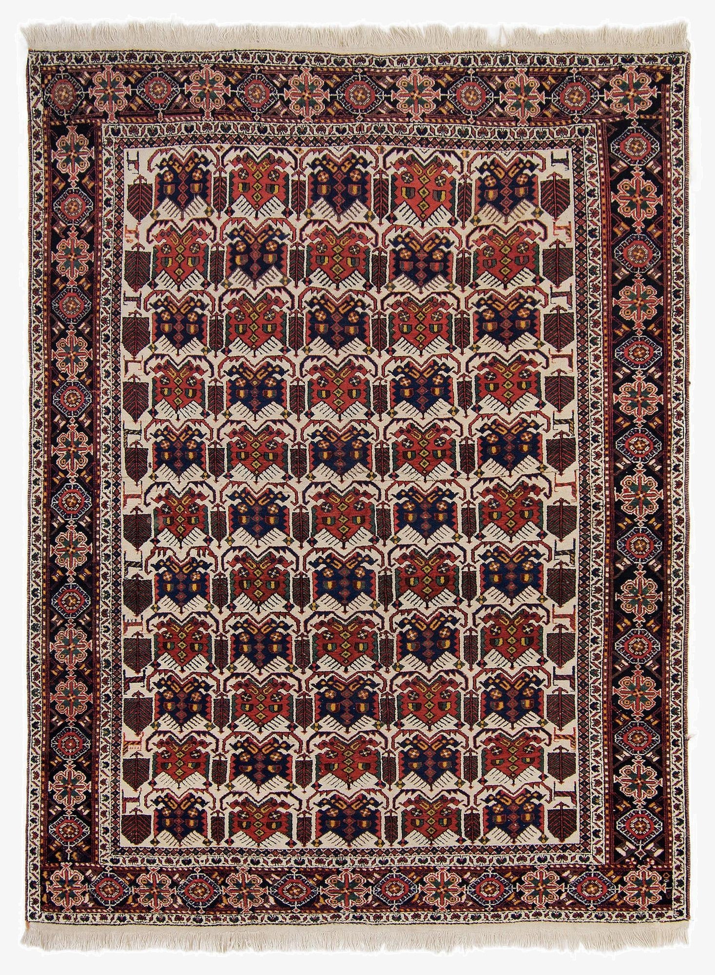  4' 11 x 6' 5  Hand Knotted Shahrebabek Wool Rug