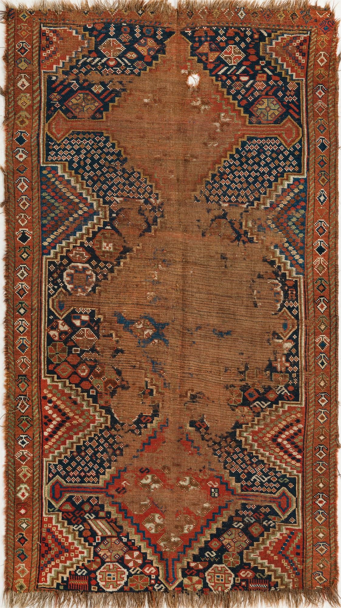  3' 7 x 6' 2  Hand Knotted Shiraz Persian Wool Rug