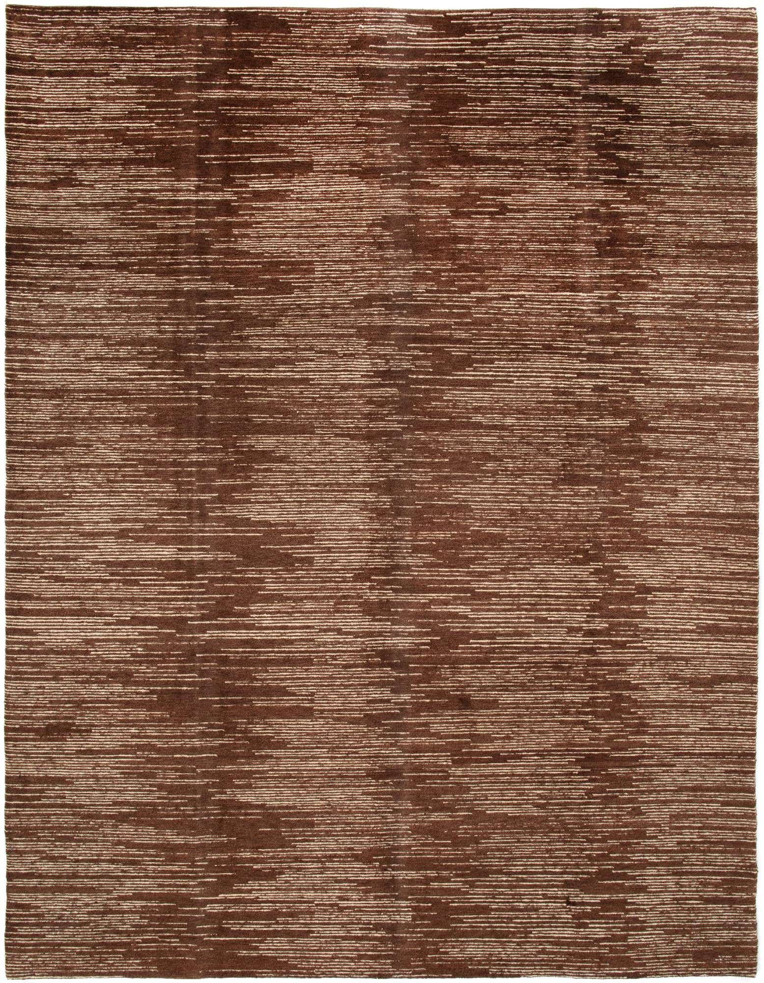 A rectangular 8x10 brown and tan Persian wool area rug with a textured, horizontal striped pattern.