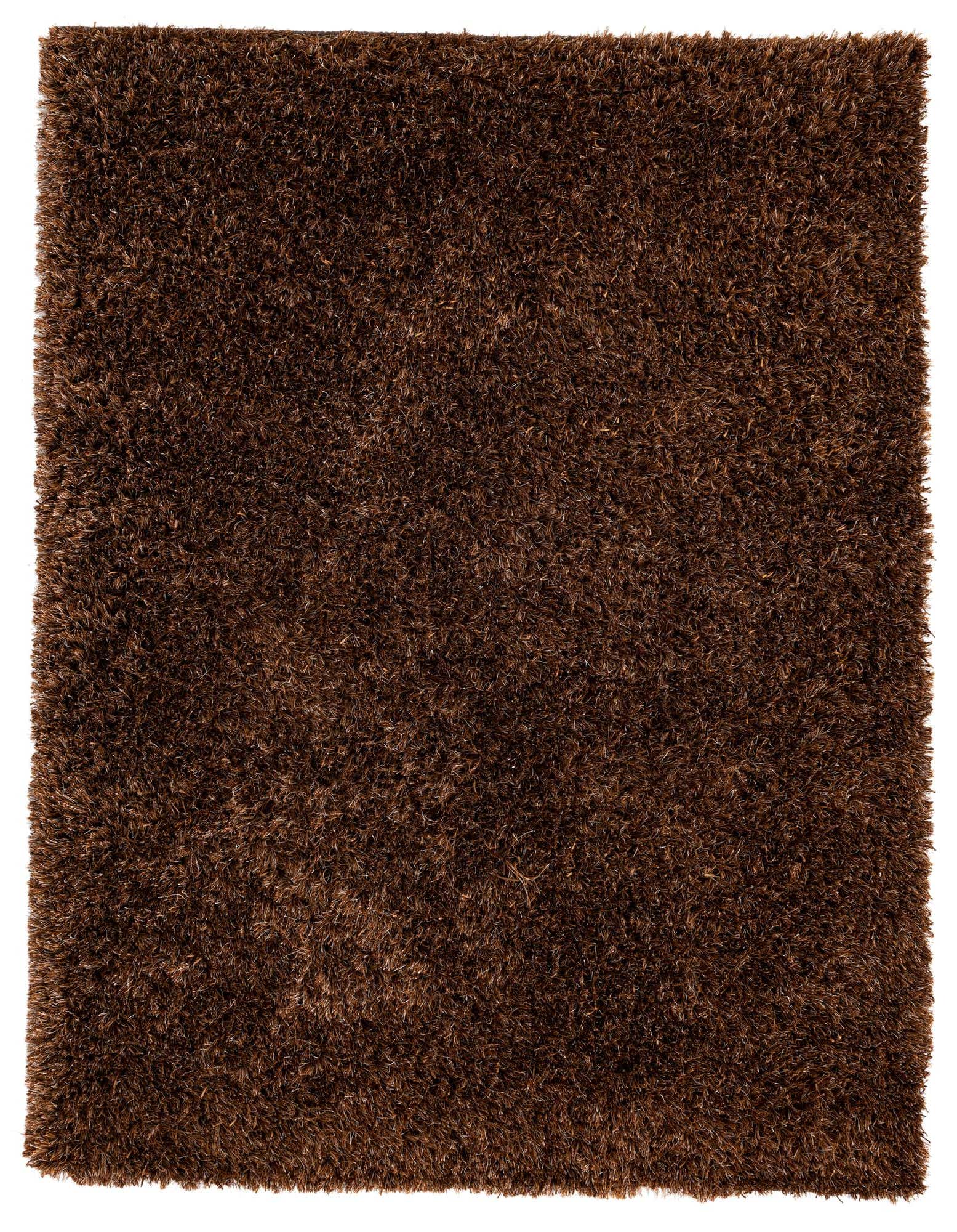 A 5x7 rectangular brown shag rug with a textured pile, perfect for adding warmth to an indoor living space.