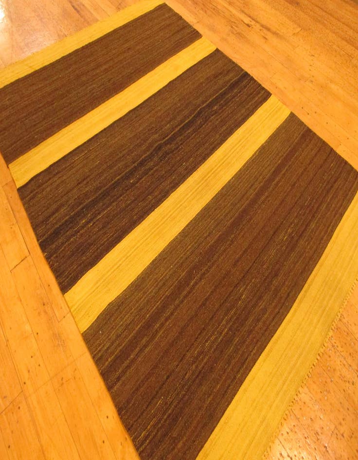 Detail image of  4' 10 x 6' 8  Hand Woven Striped Modern Kilim Wool Rug