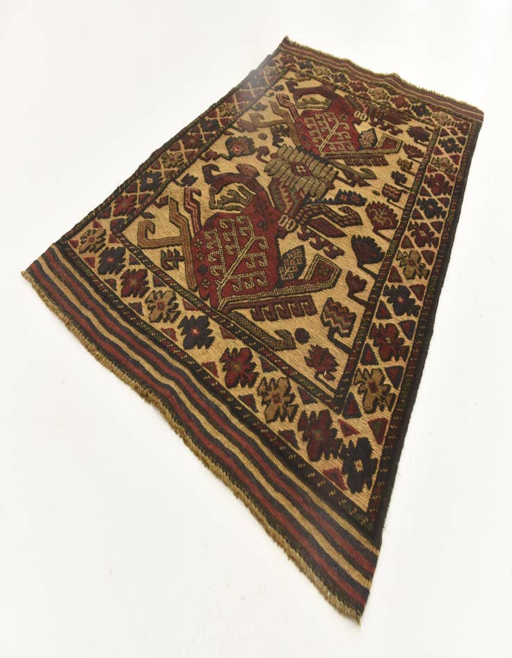 Detail image of  3' x 4' 4  Hand Knotted Sumak Wool Rug