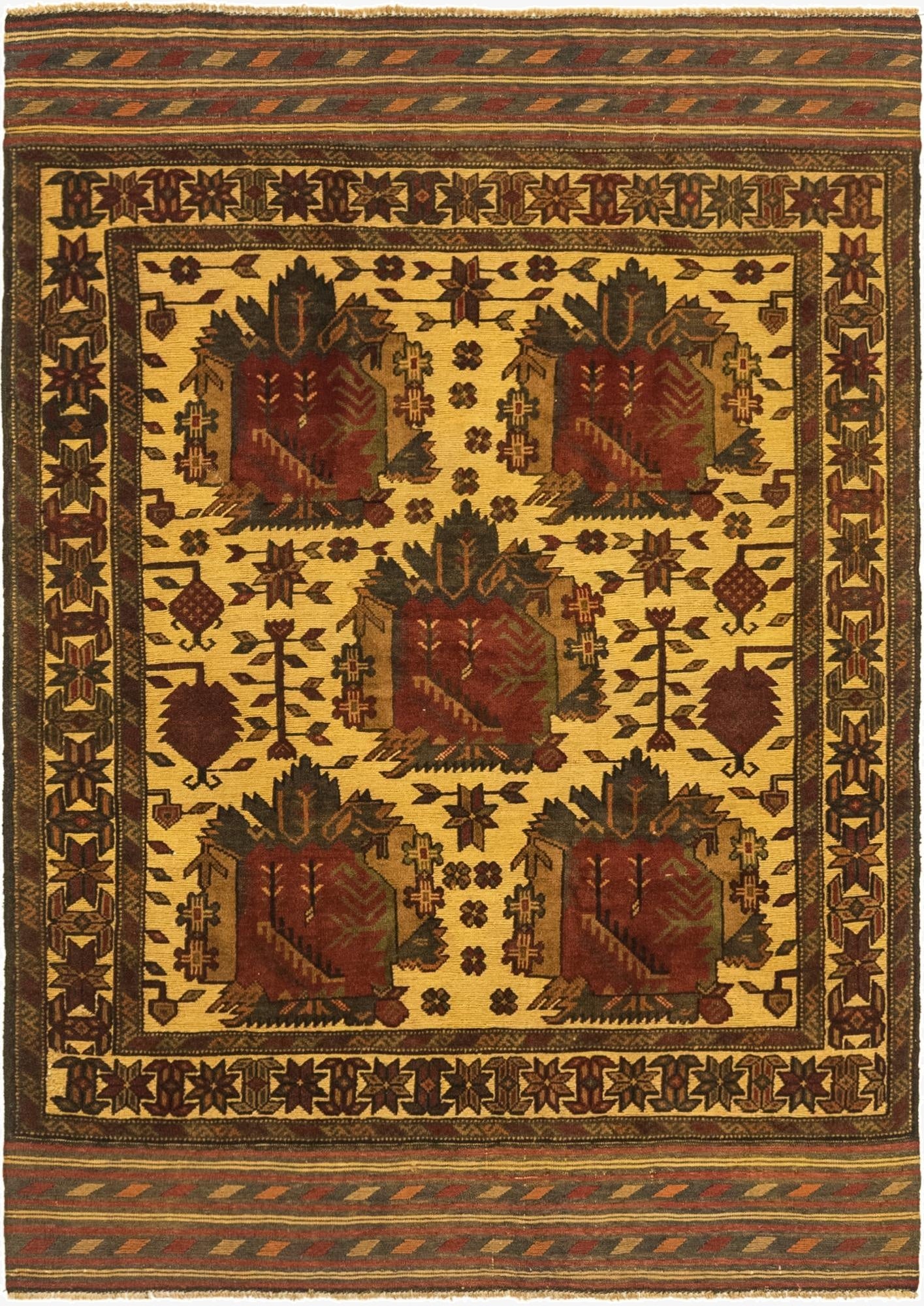  4' 4 x 6'  Hand Knotted Sumak Wool Rug