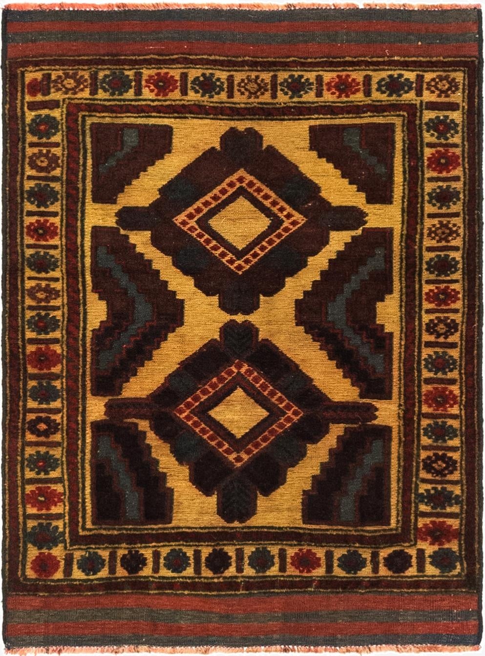  3' x 4'  Hand Knotted Sumak Wool Rug
