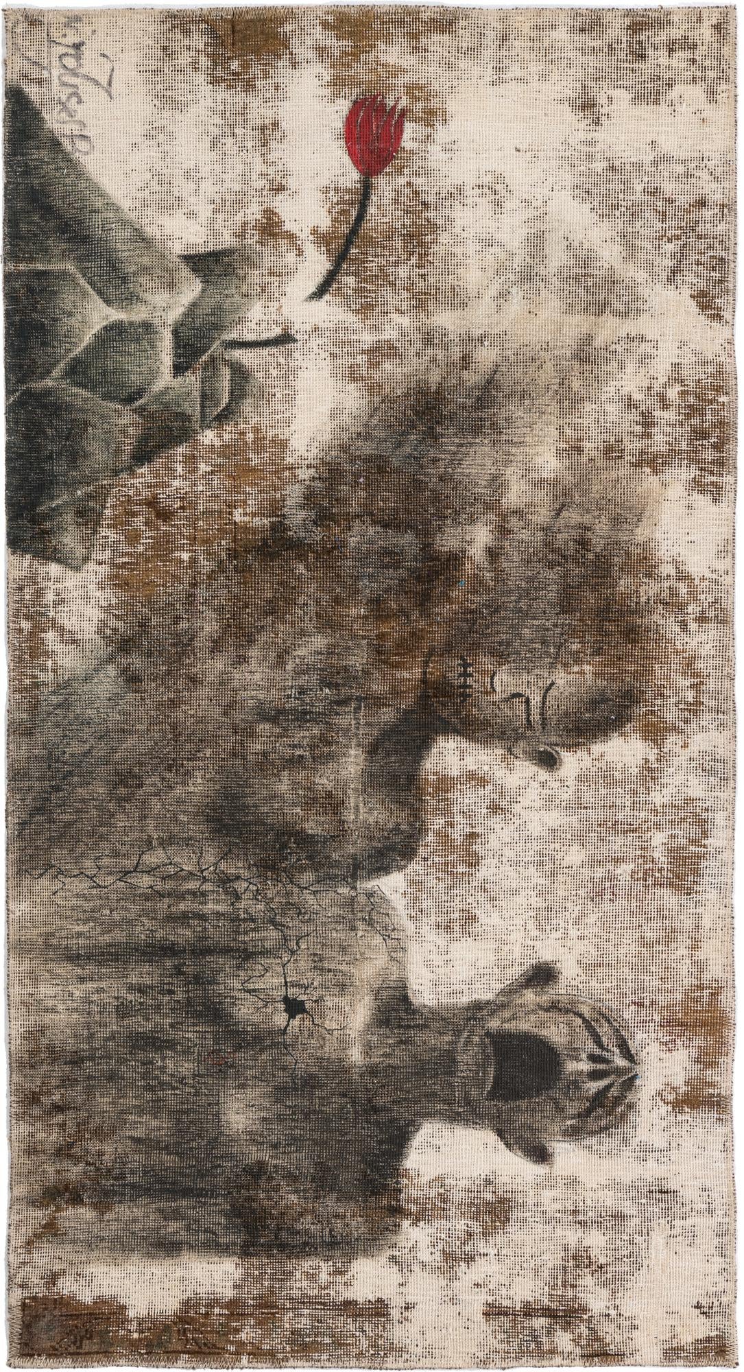  3' x 5' 9  Hand Knotted Ultra Vintage Persian Wool Rug