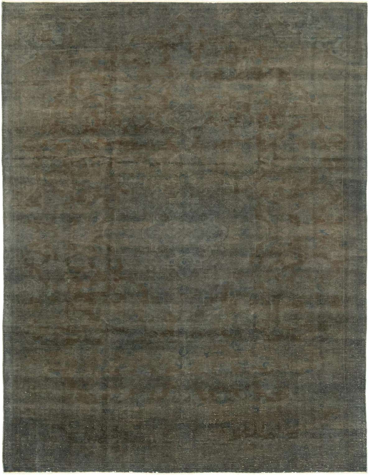 A large 8x11 rectangular Ultra Vintage wool rug in shades of brown and tan with subtle traditional Persian patterns, suitable for a living room.