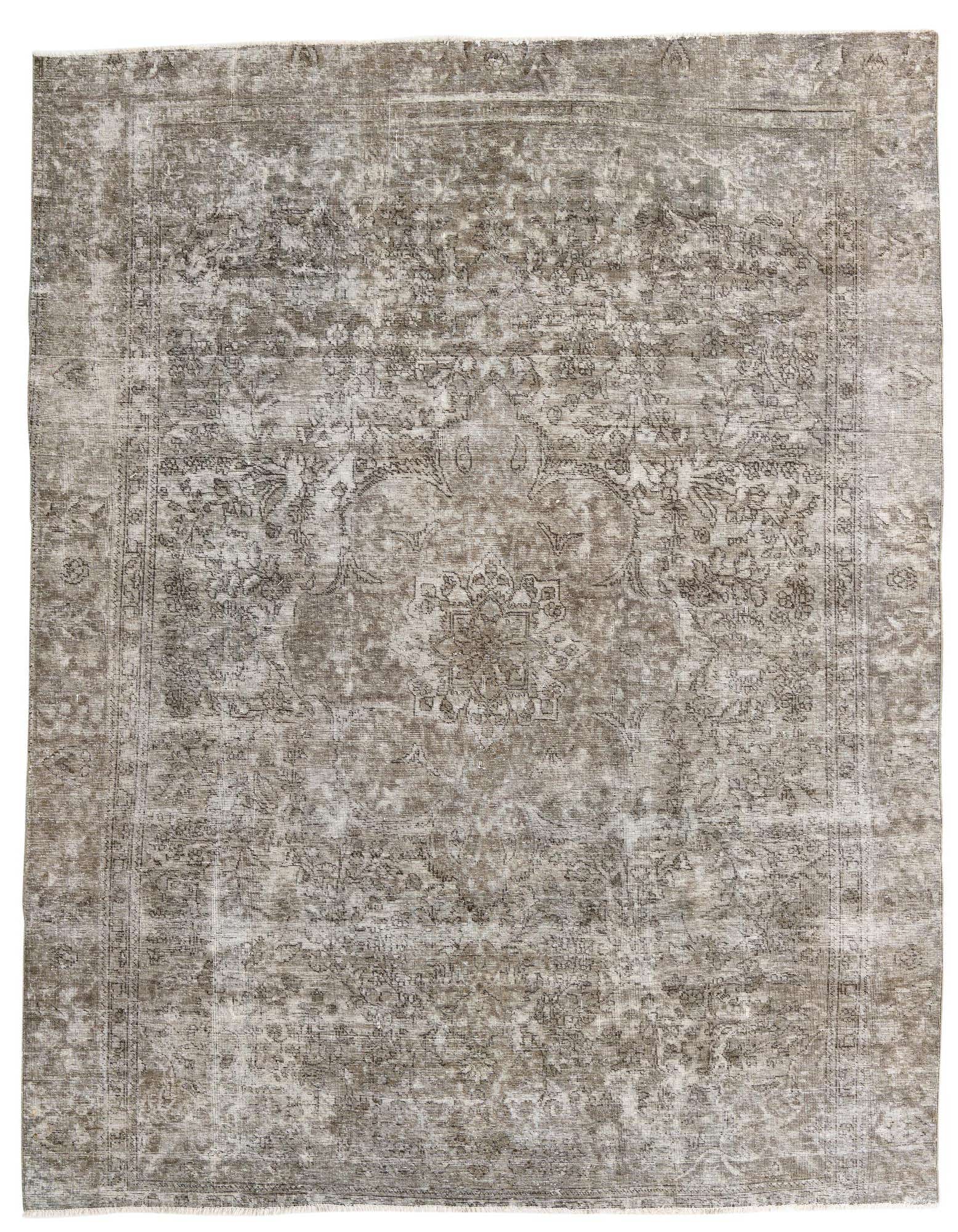 A rectangular 8x10 Ultra Vintage wool rug in shades of brown and tan, featuring a distressed Persian medallion pattern.