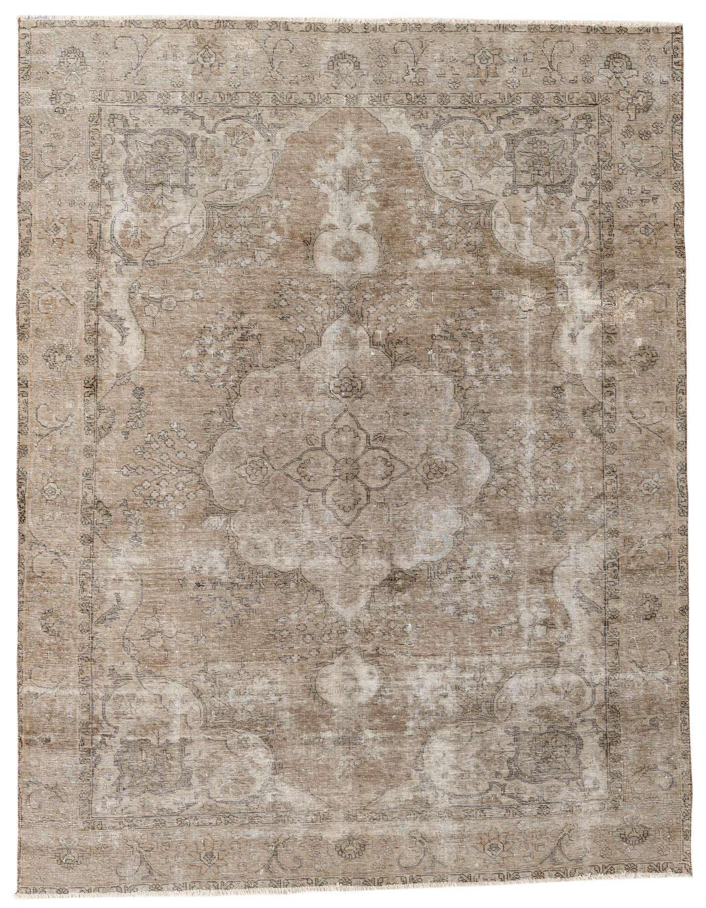 A 7x10 rectangular Ultra Vintage rug in shades of brown and tan, featuring a distressed Persian medallion pattern.